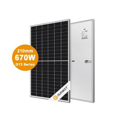 China Aluminum 6063 and stainless steel 650W 660W 670W 210mm 132 Cells Monocrystalline Solar Panel Energy Storage System Manufacturers Solar Power Modules for sale