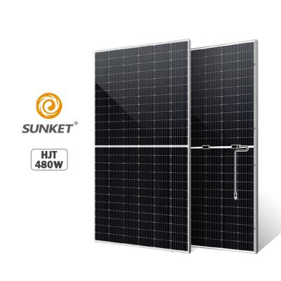 China HJT 460W-480W M6 166mm 144 Cells High Transparency Tempered Glass Solar Panel For Sale 166mmx166mm for sale