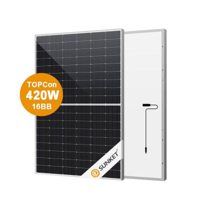 China Aluminum 6063 and stainless steel 420W-430W M10 182mm 108Cells 16BB TOPCON Mono Half Cell PV Module Bifacial Solar Panel For Home Electricity for sale