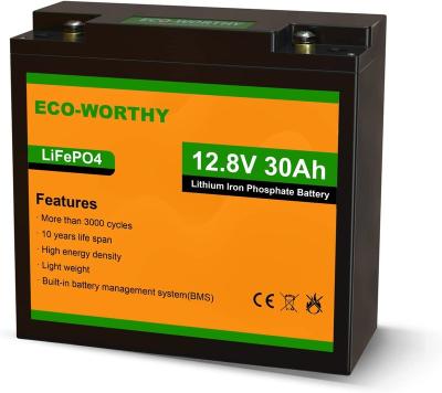 China Toys Eco-Worthy Lifepo4 12V 30Ah Deep Cycle Life Long life LithiumIon Batteries For Outdoor Activities for sale