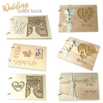 China American Creative Wedding Guestbook Wooden Notepad Wedding Notebook for sale