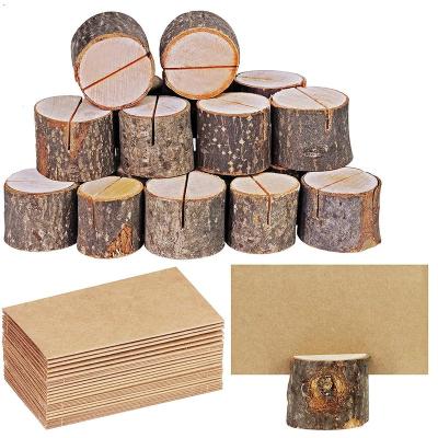 China China Eco-Friendly Stump Wooden Note Business Card Holder Wedding Meeting Wooden Ornaments Idyllic Simplicity for sale