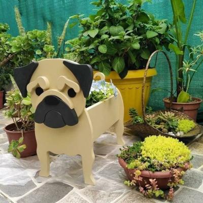 China Creative Cartoon America / Europe Animal Cute Wooden Dog Plant Potted Garden Decoration for sale