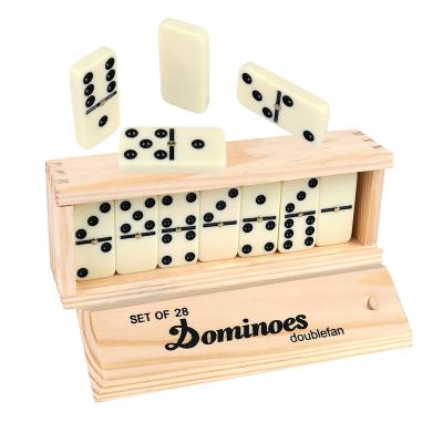 China Folk Art Double Six Professional Wooden Dominoes Set with Gift Storage Box Decorative Wooden Craftset 28 to 55 for Kids and Girls for sale