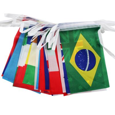 China Strong Custom National Flag Small Polyester String Manufacturer Stability Color Racing Hanging Flags for sale