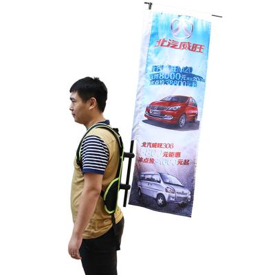 China Color Stability Promotion Outdoor Advertising Backpack Flags Strong Marching Banner for sale