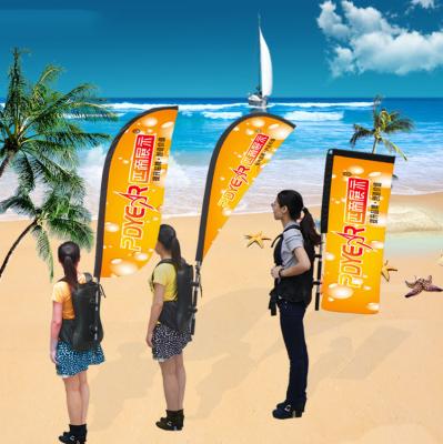 China Custom Strong Color Stability Travel Walk Bike Backpack Outdoor Flags For Advertising for sale