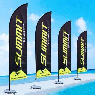 China Strong Color Stability Logo Polyester Custom Advertising Flag Custom AD Banner With Stand for sale