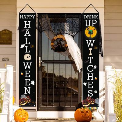 China Strong Color Stability Custom Cheap Nylon Flags Printed Halloween Door Decoration Banners Wholesale for sale