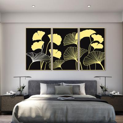 China Modern Black and Gold Leaf Decorative Framed Acrylic Art Wall Painting for sale