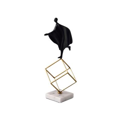 China Black and Gold Modern Coat Walker Statue Tabletop Home Decor for sale