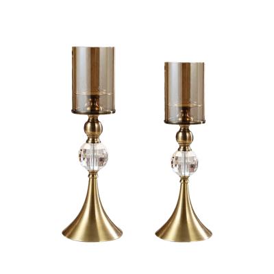 China Modern Taper Decorative Heat Resistant Glass Gold Candle Holder for sale