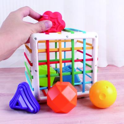 China Early Education Baby Eco-friendly Kindergarten Train Matching Game Rainbow Block Baby Learning Educational Toys for sale