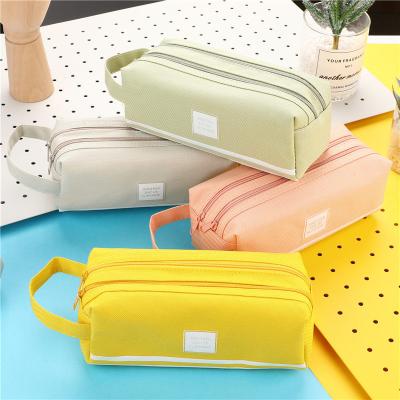 China Amazon School Pencil Case Zipper Canvas Pencil Case Durable Hot Sale Customized Student Pencil Case For School 05089 for sale