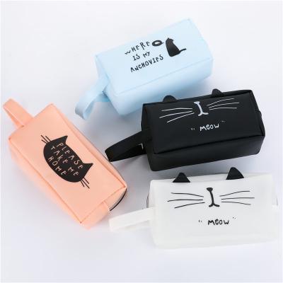 China Portable Bag Durable Wholesale Cosmetic Travel Make Up Bag Cute Cat Makeup Case Toiletry Kits Pencil Cases 04892 for sale