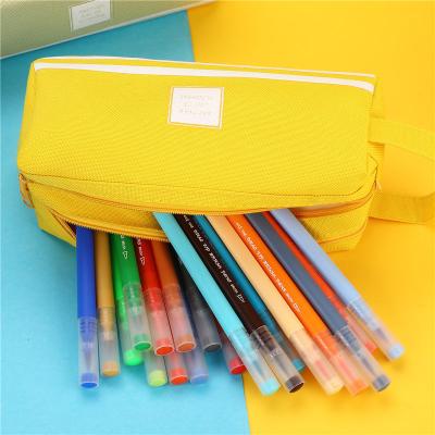 China Custom Printing Durable Logo Canvas Pencil Case Bag School 05089 Wholesale Canvas Kids Boys Pen Bag Blank Zipper Stationery for sale