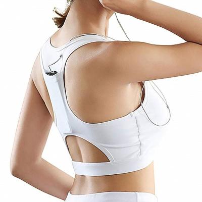 China Anti-Static Women's Phone Pocket Sports High Print Back Bra Running Yoga Bra Raceback Activewear Padded Bras for sale