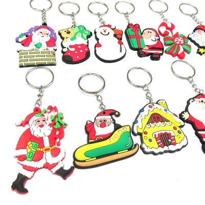 China Christmas Gift PVC Christmas Tree Santa Claus Snowman Elk Christmas Sock Key Chain For Gift for sale