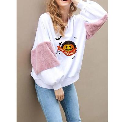 China Anti-wrinkle Lady Baggy Furry Plain T-shirt Christmas Sweatshirts Women Fashion Long Sleeve T-shirts Girls Custom Print Casual Loose Fit Tops for sale