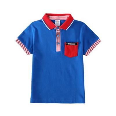 China Children's 100% Cotton Striped Polo Shirts Three-Tone Turn-Down Collar Polo T-Shirts Anti-Shrink With Pocket Fashion Embroidered Polo Shirt for sale