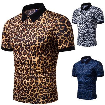 China New Brand Summer Anti-wrinkle Striped Embroidery Mens Designer Casual Tops Custom Men's Polo Shirt Office Polo Shirts Leopard Full Print for sale