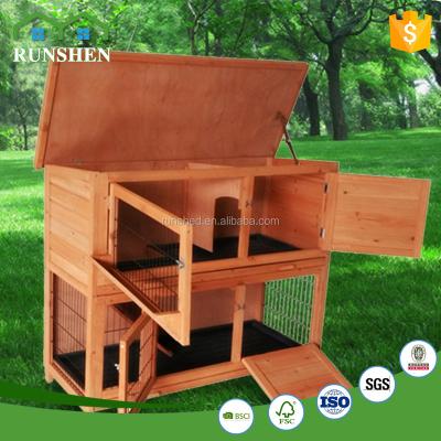 China Rabbit Hutch Rabbit Cage Wire Large Pet Rabbit Sustainable Wooden Hut for sale