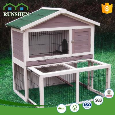 China 2018 Viable Wooden Rabbit Hutch With Horizontal Sliding Rabbit Cages for sale