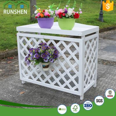 China Beautiful White Solid Wood Air Conditioner Foldable Outdoor Decorative Wooden Cover for sale