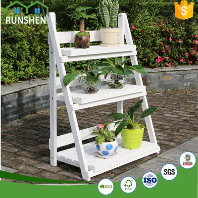 China Plant Flowers or Indoor Vegetables or 3 Layer Outdoor Flower Box Flower Ladder Wooden Flowerpot Rack for sale