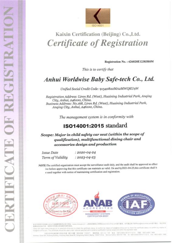 ISO14001 - Anhui Worldwise Baby Safe-Tech Co., Ltd.