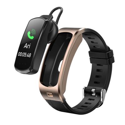 China Smart Touch Screen BT Phone Call IP67 TPU Band Watch Wrist Band With Earbuds for sale