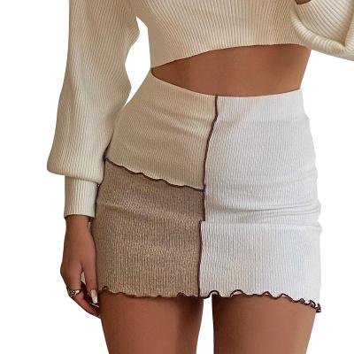 China Summer New Arrival Breathable Women Fashion Stitching Color High Waist Skirt Slimming Short Skirt for sale