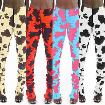 China Fashion Pants Breathable Women Printing Women's Pencil Pants Closed Pants Zipper Stacked Joggers Pants for sale