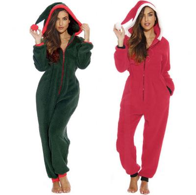 China Winter Nightgowns Velor Thermal Adult Women One Pieces Christmas Pajamas for sale