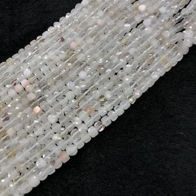 China Natural stone bracelet in 4mm fashion white stone cube agate for sale