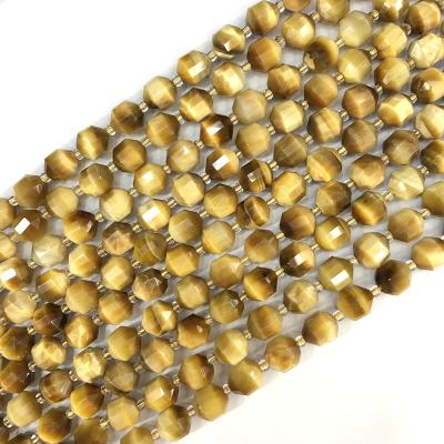 China Fashionable Double Tip Yellow Gold Tiger Eye Color Natural Stone Loose Gemstone Beads 10Mm for sale