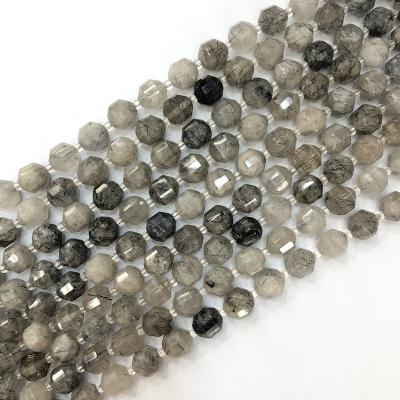 China 10mm bracelet loose stone double tip fashionable natural pearl quartz cloudy gemstone for sale