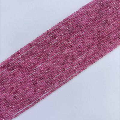 China Polished Beads Strand 2mm Pink Tourmaline Jd Faceted Stone Beads Pink Stone Beads Bracelets For Babies for sale