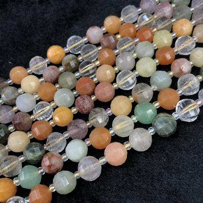 China Trendy Color Rutilated Quartz Gemstone Bead 8mm Lantern Type Bracelet for sale