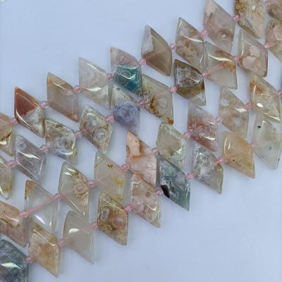 China Polished Beads Strands Chreey Agate Stone Crystal Rhombus Beads Beaded Necklaces Fashion Jewelry Handmade Strands for sale