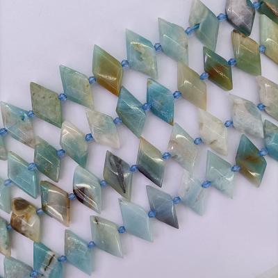 China Polished Beads Strand 16-30mm Quartz Crystal Rock Beads Crystal Gemstone Amazonite Rhombus Beads for sale