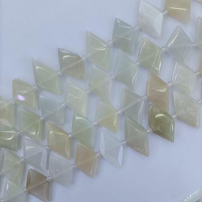 China Polished Beads Strand 16-28mm Crystal Pointy Rhombus Beads Jewelery Crystal Moonstone Beads white for sale