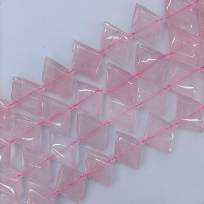 China Polished beads strand rose quartz Crystal Beads Stone Rhombus Natural Rose Quartz Real Crystal Beads 16-28mm for sale