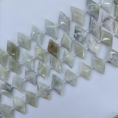 China Polished Beads Strand 16-28mm Crystal Quartz Moonstone Beads Bracelet Crystal Rhombus Beads for sale