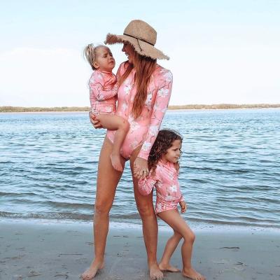 China Fashionable Sunblock Parent Kid Surf Swimsuit Female One Piece Mother And Daughter Anti-pilling for sale