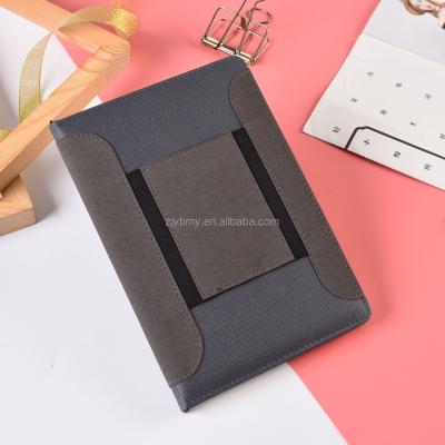 China Hardcover Factory Direct Sale A5 Customized Deep Gray Cloth Cover Notebook With Pocket for sale