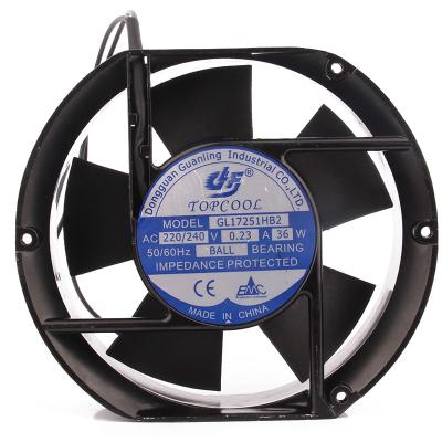 China New TOPCOOL GL17251HB2 Hotels 17050 AC 172x150x51mm 220V 0.23A 36W Axial Flow Fan With Aluminum Frame Fan for sale