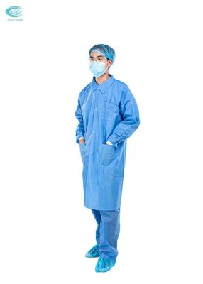 China Nonwoven Lab Coat Blue Disposable Gown Unisex Hospital Uniforms Medical Coveralls Suit zu verkaufen