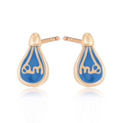 China Water Drop 2022 Earring Jewelry Minimalist 18k Romantic Blue Gold Plated Statement Stud Earrings for sale