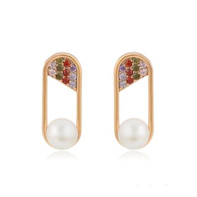 China New 2022 Hot Selling Colorful Pearl Circle Earring Jewelry Fashion Elegant Women Spring Casual/Sporty Hypoallergenic for sale